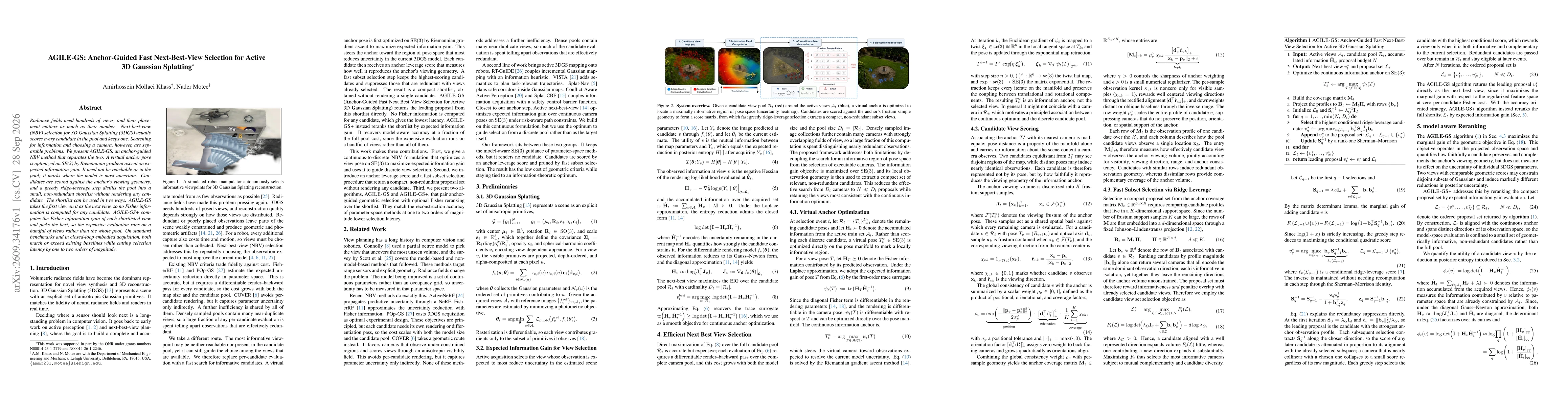 Thumbnail for AGILE-GS: Anchor-Guided Fast Next-Best-View Selection for Active 3D Gaussian Splatting