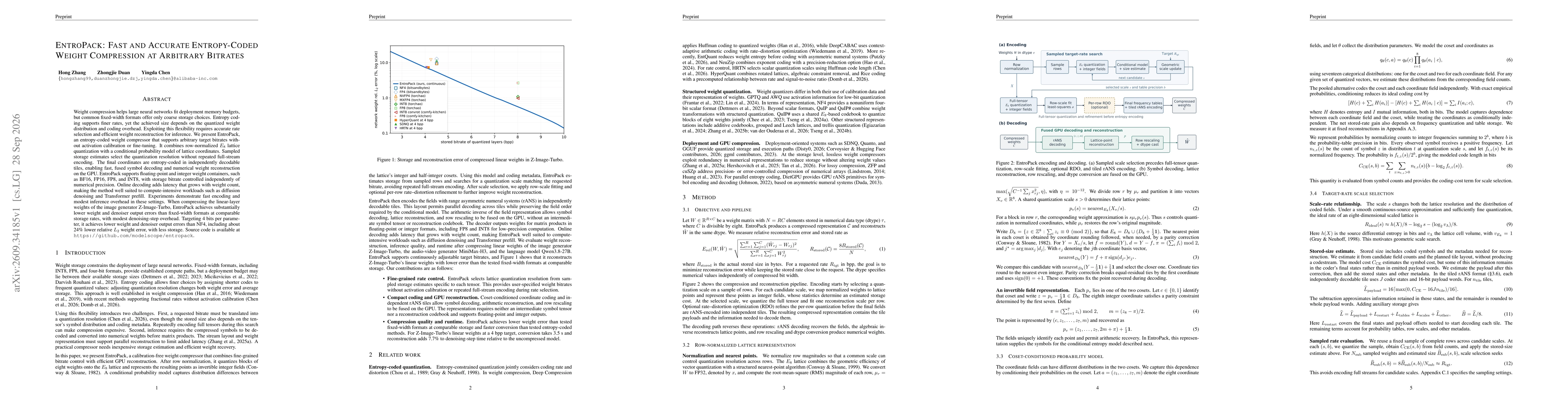 Thumbnail for EntroPack: Fast and Accurate Entropy-Coded Weight Compression at Arbitrary Bitrates