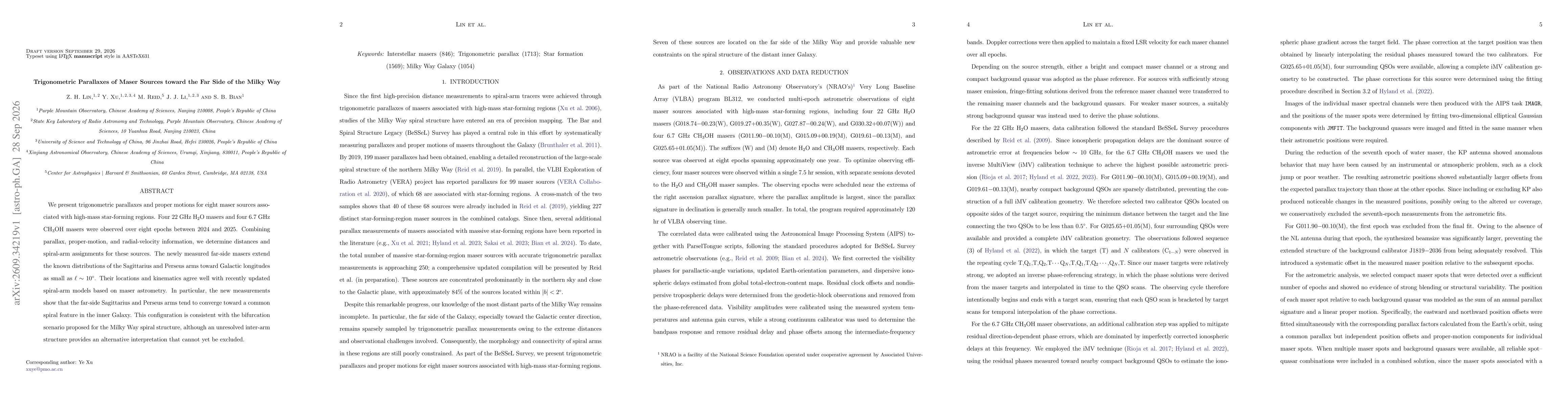 Thumbnail for Trigonometric Parallaxes of Maser Sources toward the Far Side of the Milky Way