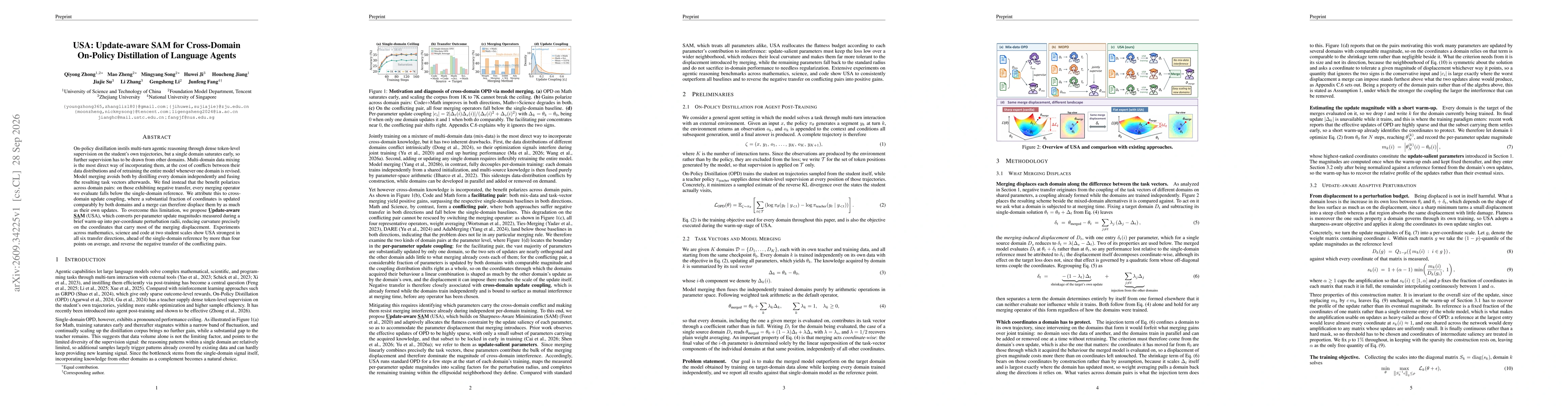 Thumbnail for USA: Update-aware SAM for Cross-domain On-Policy Disitllation of Language Agents
