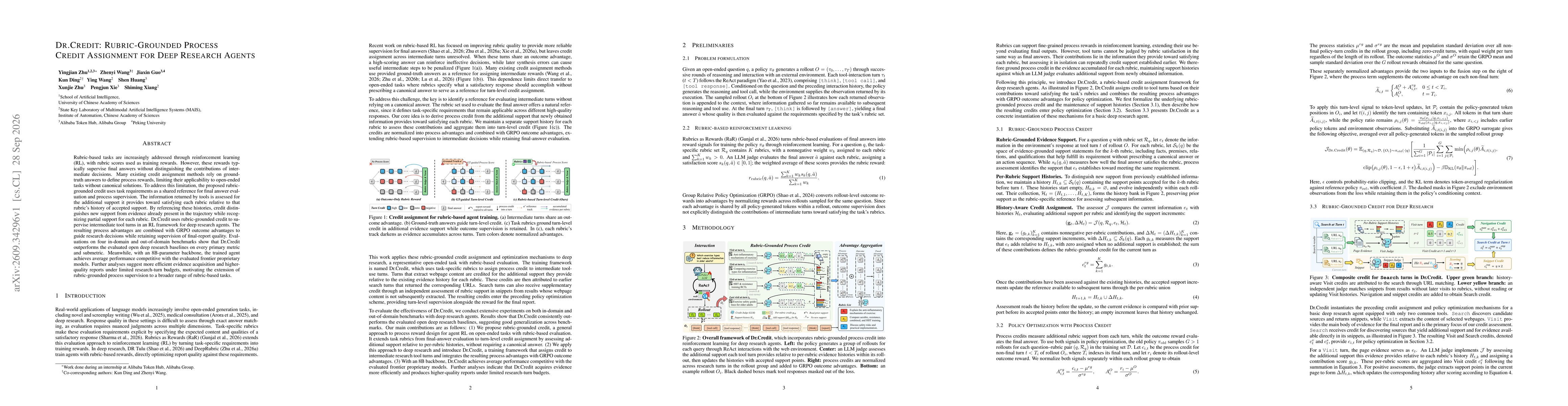 Thumbnail for Dr.Credit: Rubric-Grounded Process Credit Assignment for Deep Research Agents
