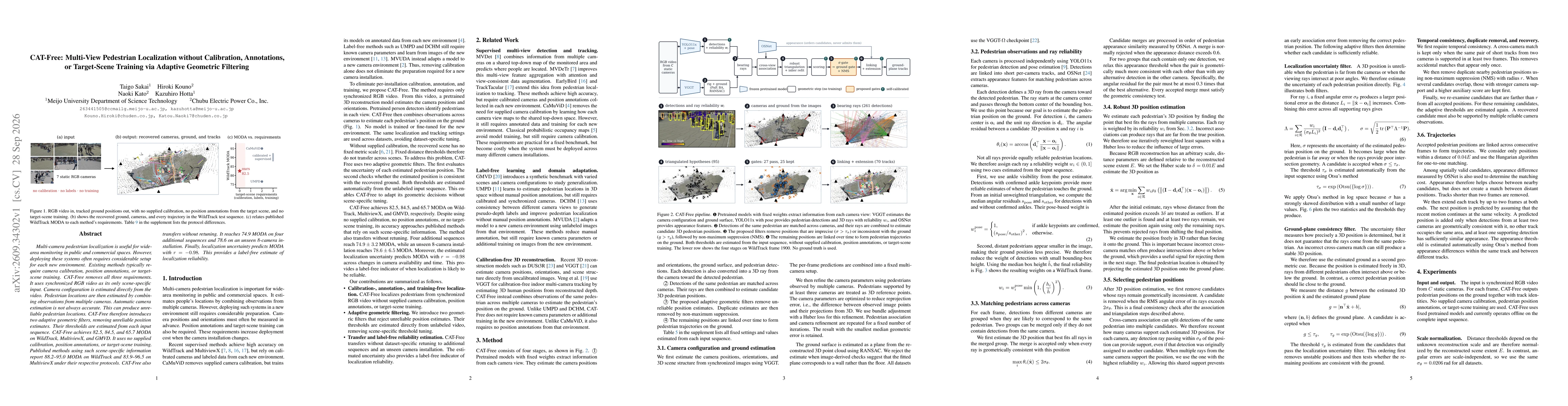 Thumbnail for CAT-Free: Multi-View Pedestrian Localization without Calibration, Annotations, or Target-Scene Training via Adaptive Geometric Filtering