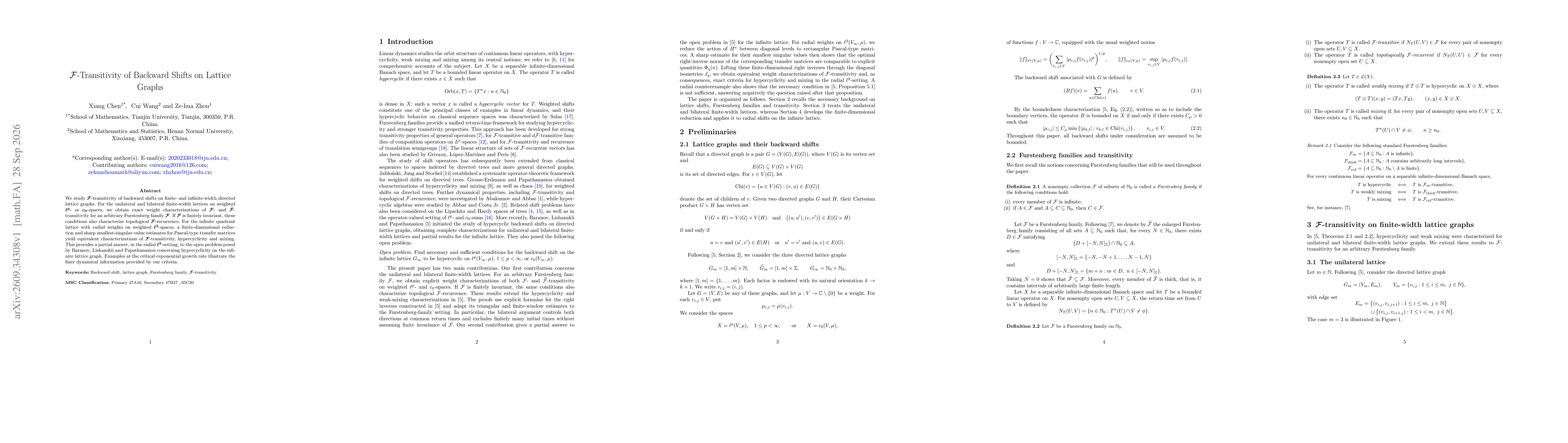 Thumbnail for $\mathcal F$-Transitivity of Backward Shifts on Lattice Graphs