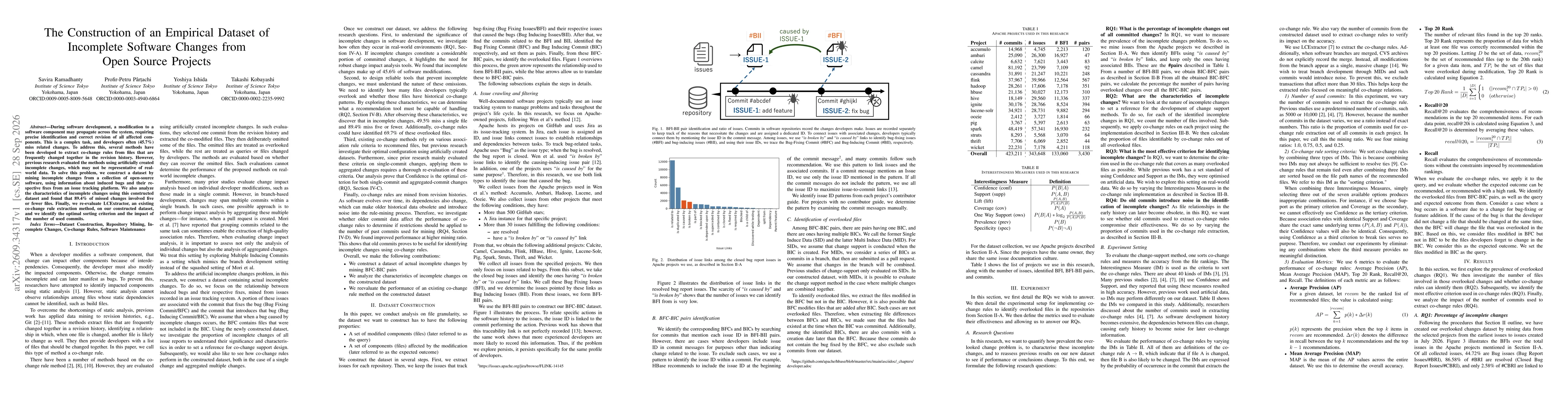 Thumbnail for The Construction of an Empirical Dataset of Incomplete Software Changes from Open Source Projects