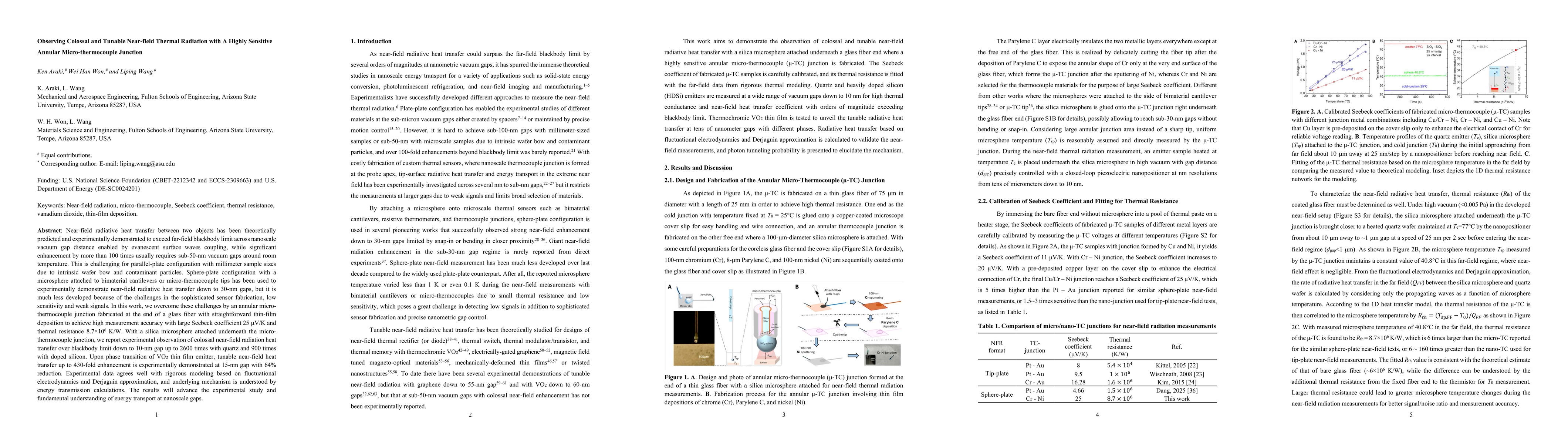 Thumbnail for Observing Colossal and Tunable Near-field Thermal Radiation with A Highly Sensitive Annular Micro-thermocouple Junction