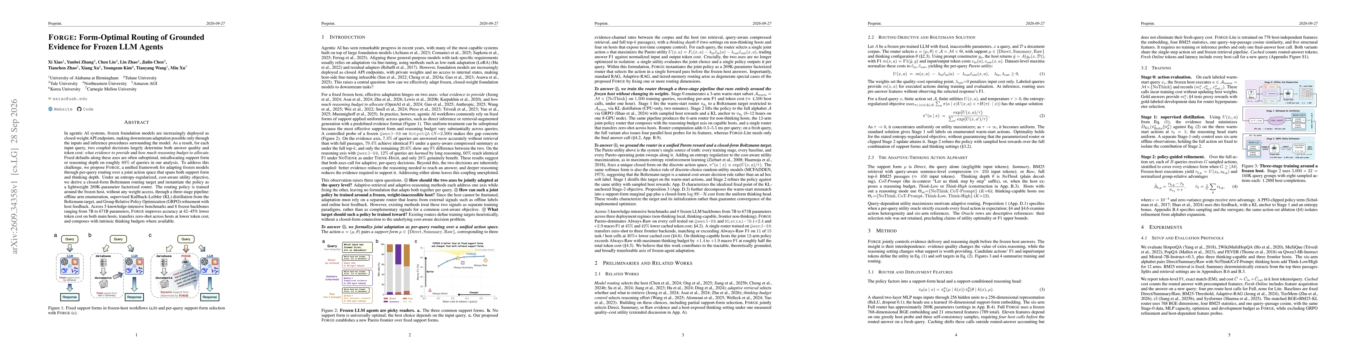 Thumbnail for FORGE: Form-Optimal Routing of Grounded Evidence for Frozen LLM Agents