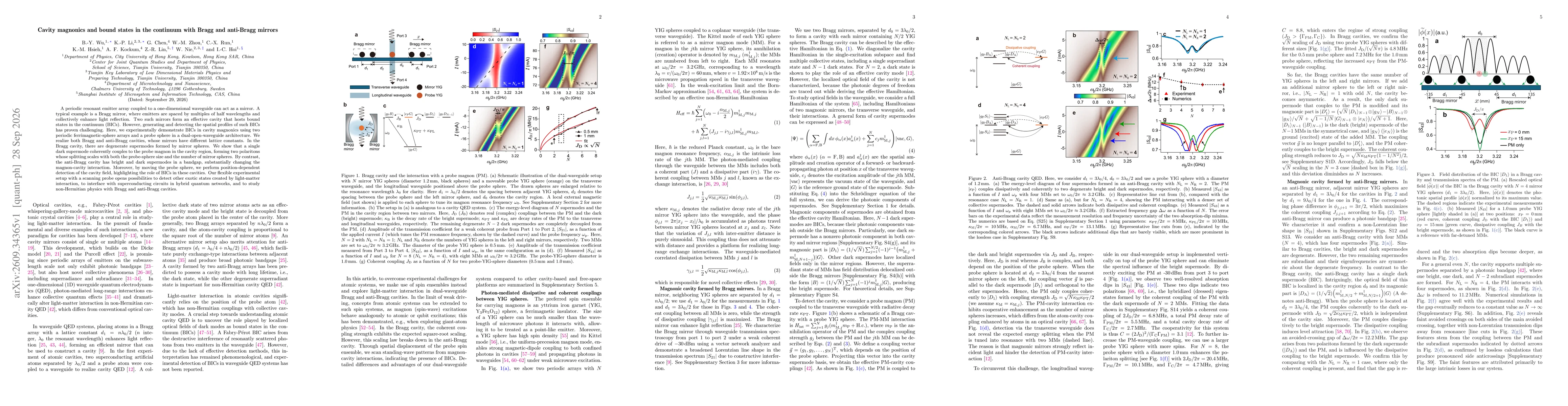 Thumbnail for Cavity magnonics and bound states in the continuum with Bragg and anti-Bragg mirrors