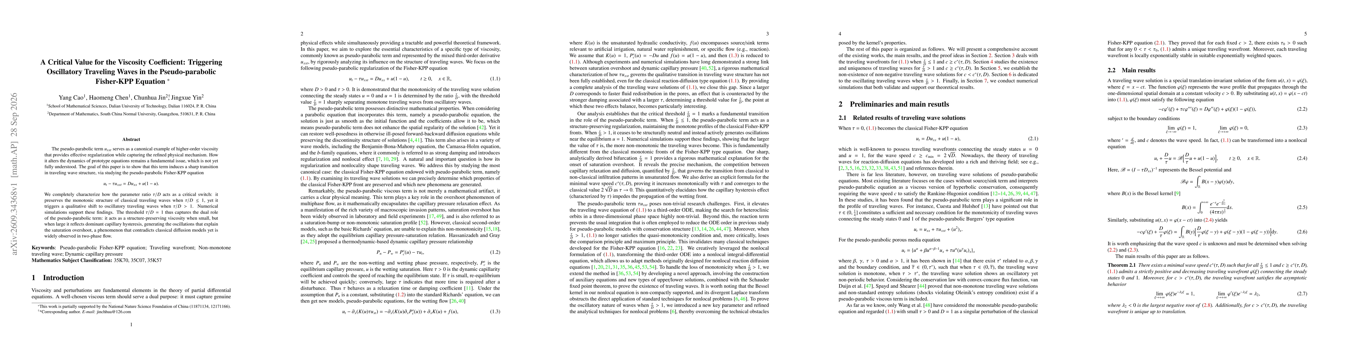 Thumbnail for A Critical Value for the Viscosity Coefficient: Triggering Oscillatory Traveling Waves in the Pseudo-parabolic Fisher-KPP Equation