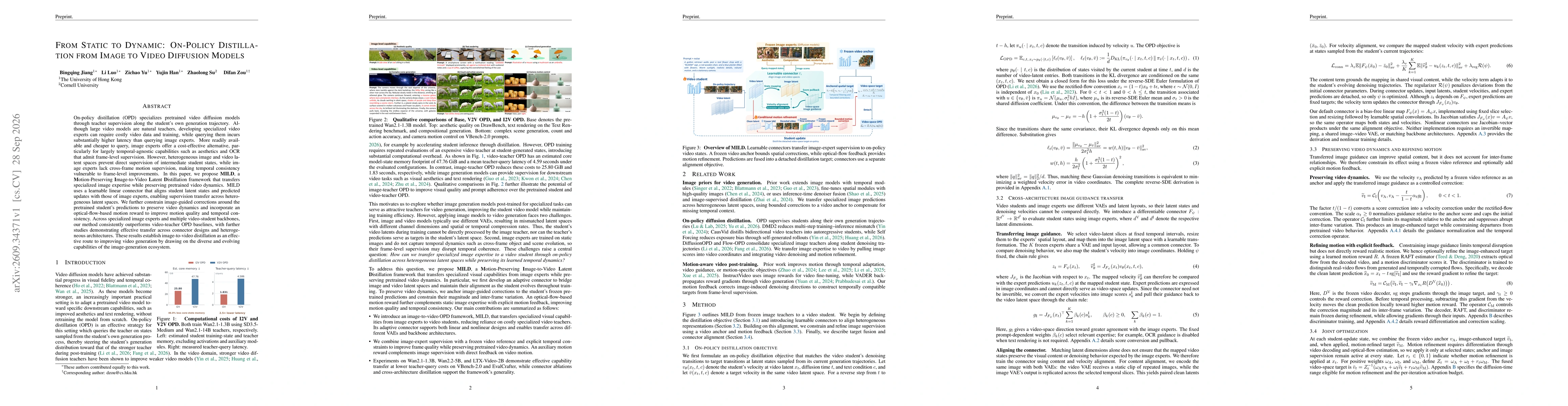 Thumbnail for From Static to Dynamic: On-Policy Distillation from Image to Video Diffusion Models