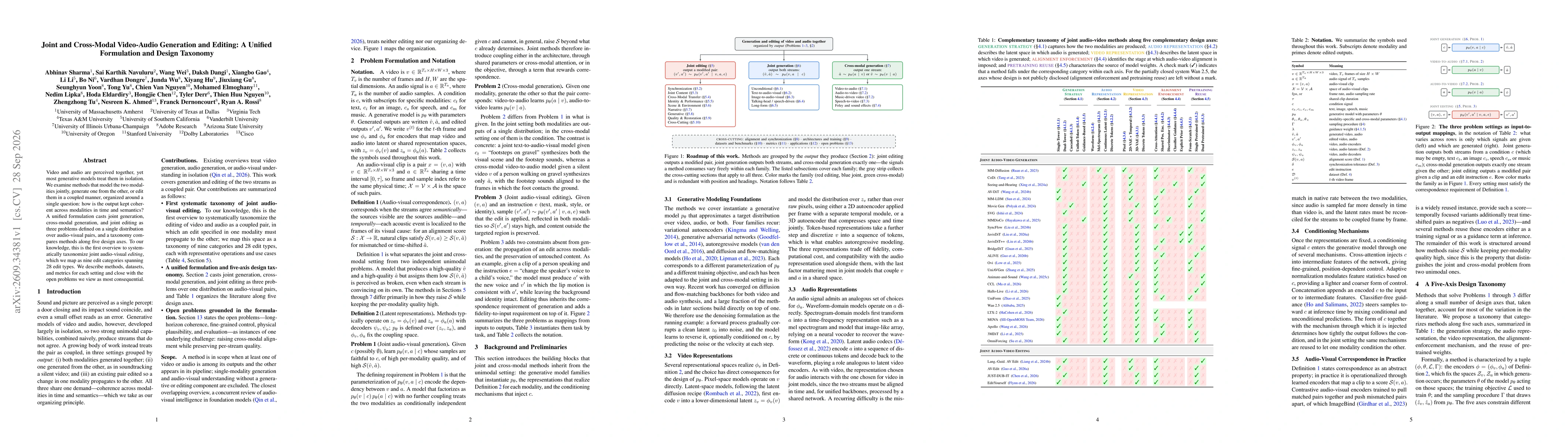 Thumbnail for Joint and Cross-Modal Video-Audio Generation and Editing: A Unified Formulation and Design Taxonomy