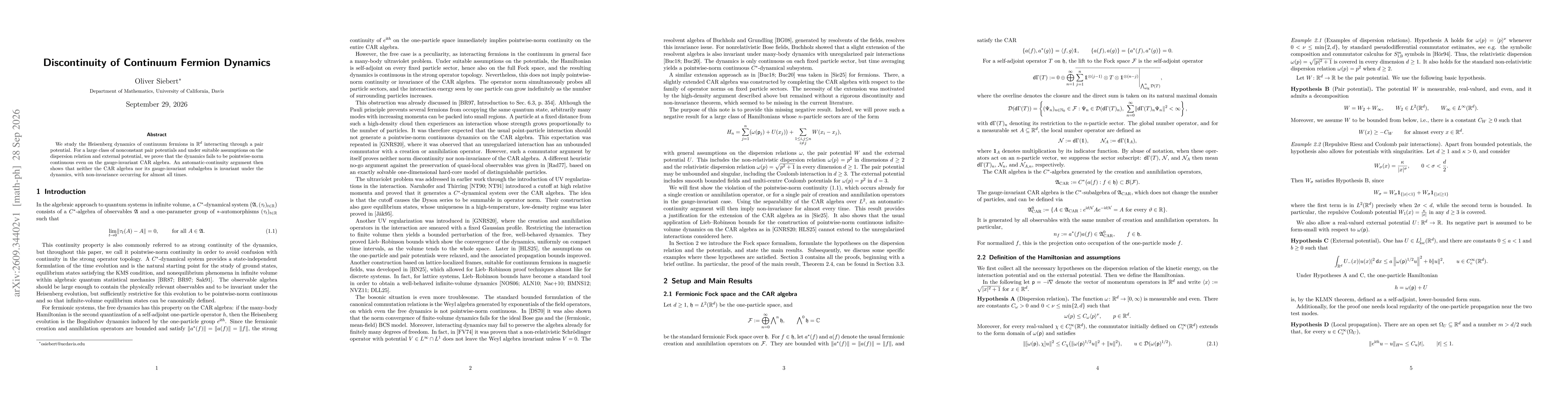 Thumbnail for Discontinuity of Continuum Fermion Dynamics