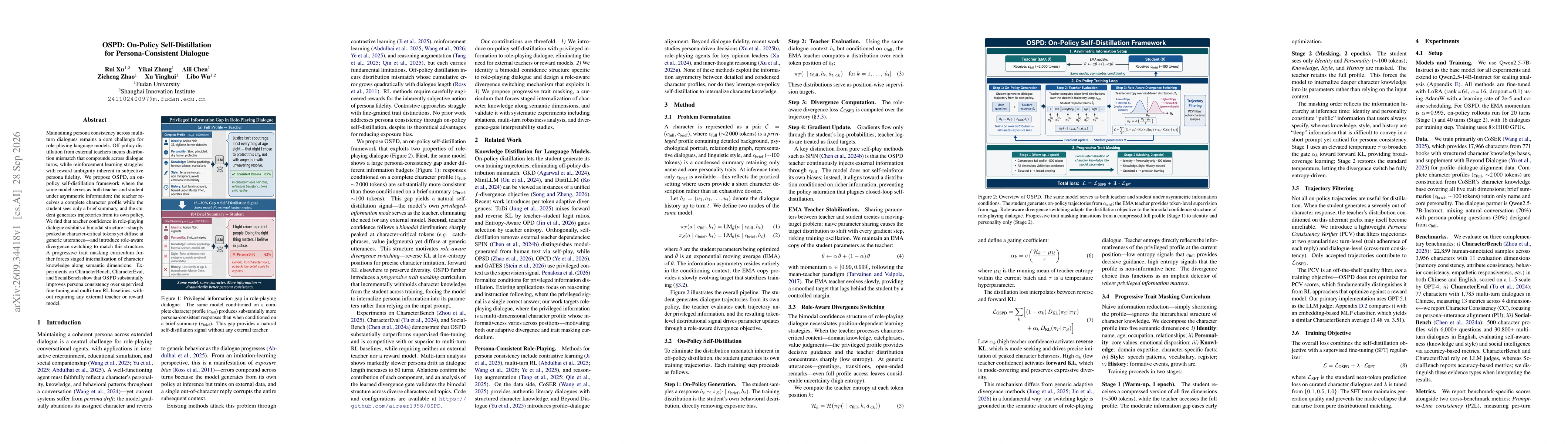 Thumbnail for OSPD: On-Policy Self-Distillation for Persona-Consistent Dialogue