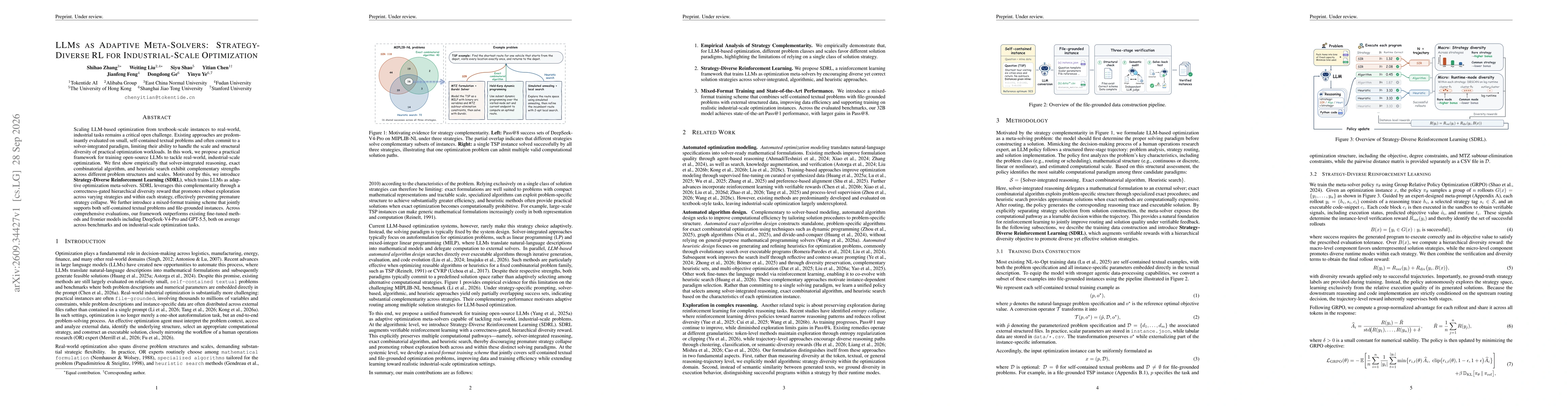 Thumbnail for LLMs as Adaptive Meta-Solvers: Strategy-Diverse RL for Industrial-Scale Optimization