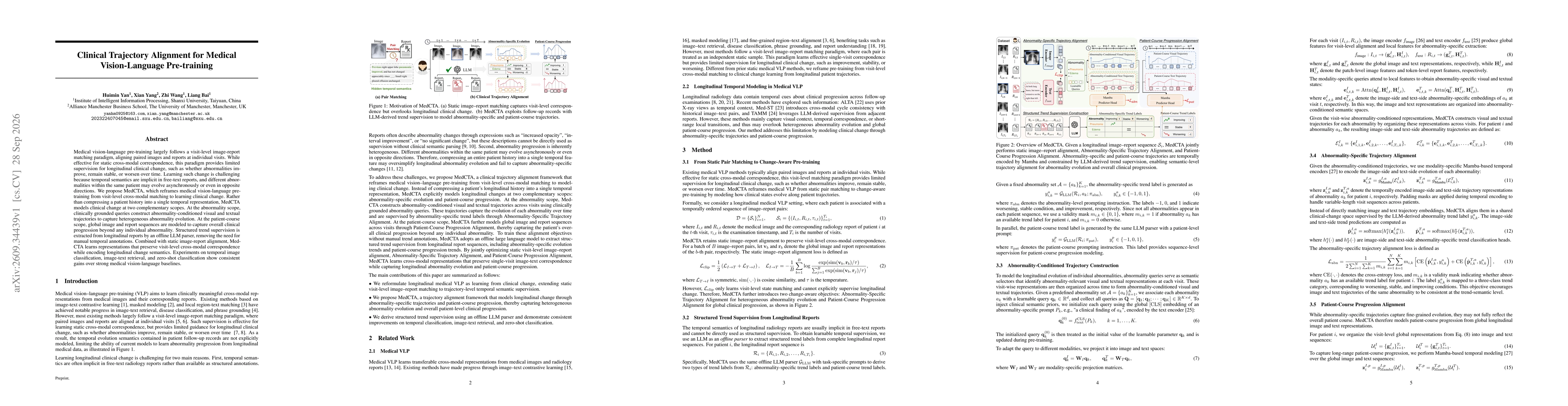 Thumbnail for Clinical Trajectory Alignment for Medical Vision-Language Pre-training