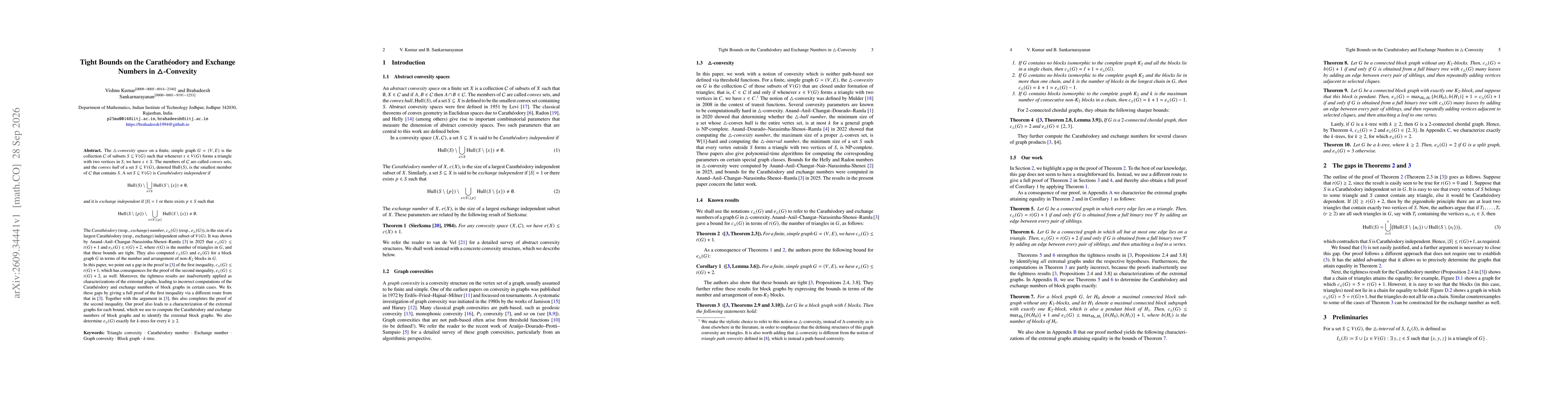 Thumbnail for Tight bounds on the Carathéodory and exchange numbers in $\triangle$-convexity