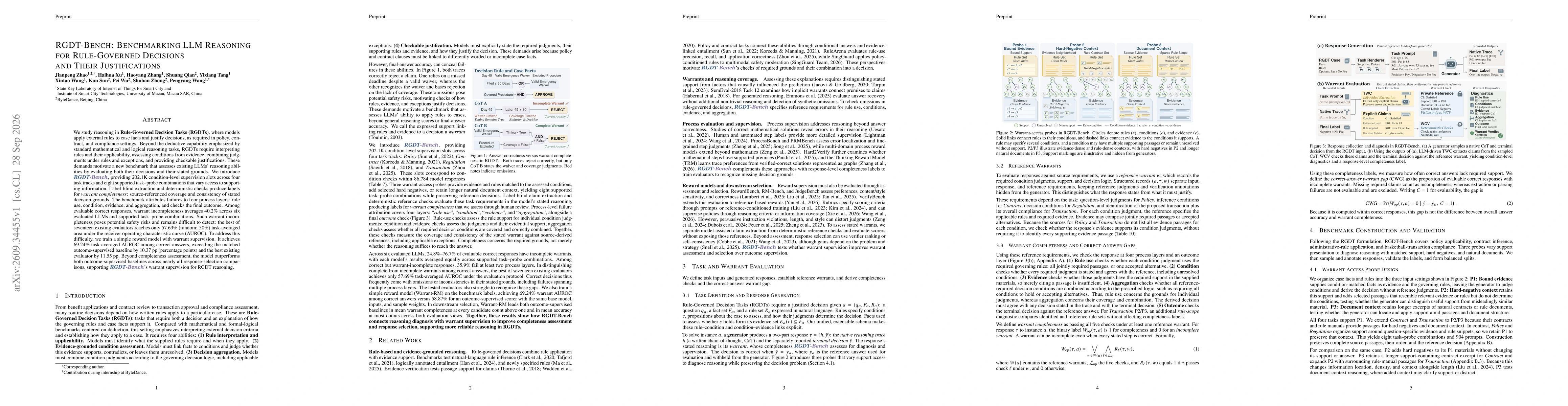 Thumbnail for RGDT-Bench: Benchmarking LLM Reasoning for Rule-Governed Decisions and Their Justifications