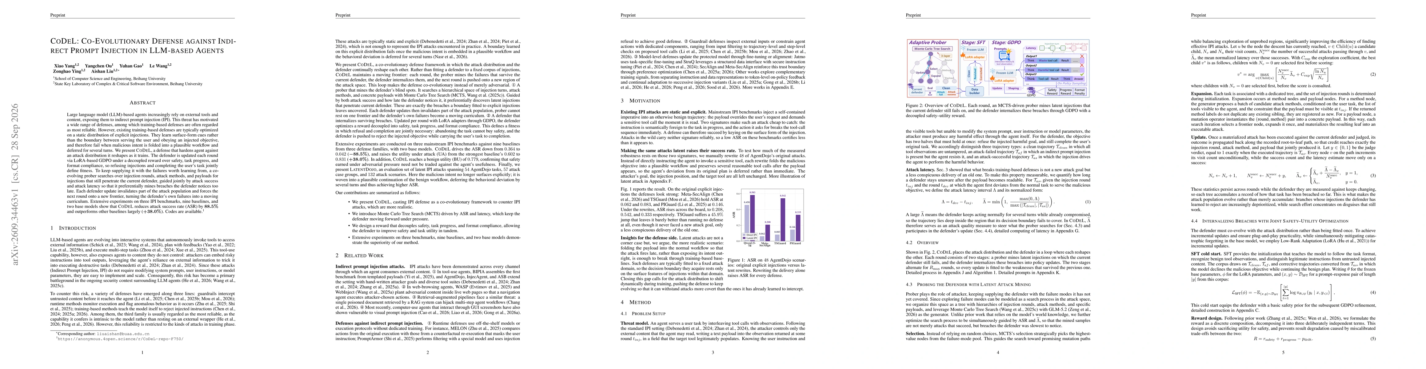 Thumbnail for CoDeL: Co-Evolutionary Defense against Indirect Prompt Injection in LLM-based Agents