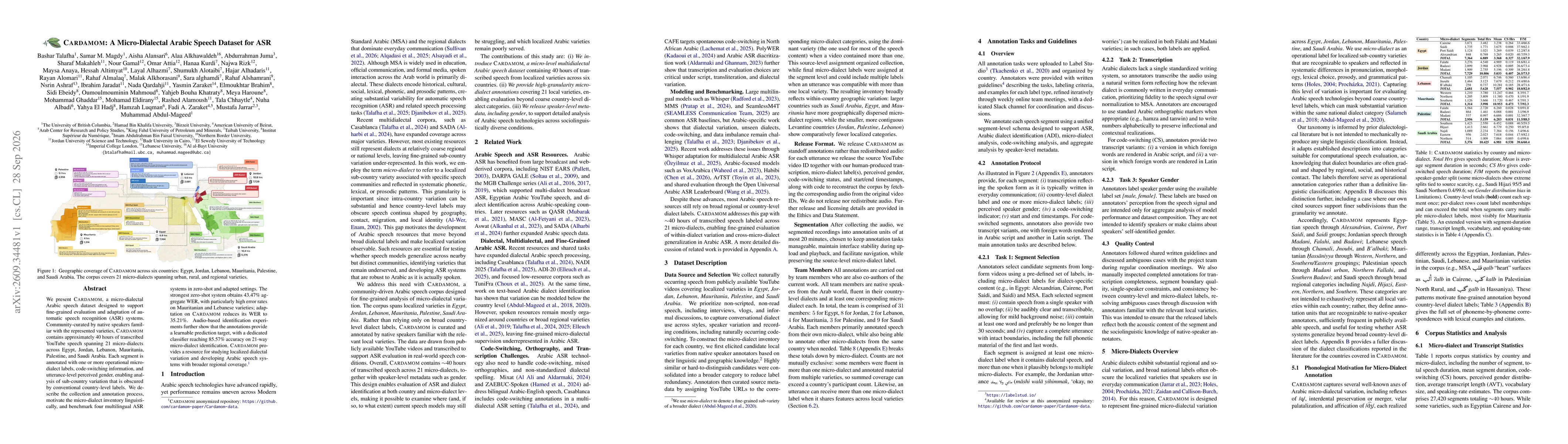 Thumbnail for CARDAMOM: A Micro-Dialectal Arabic Speech Dataset for ASR