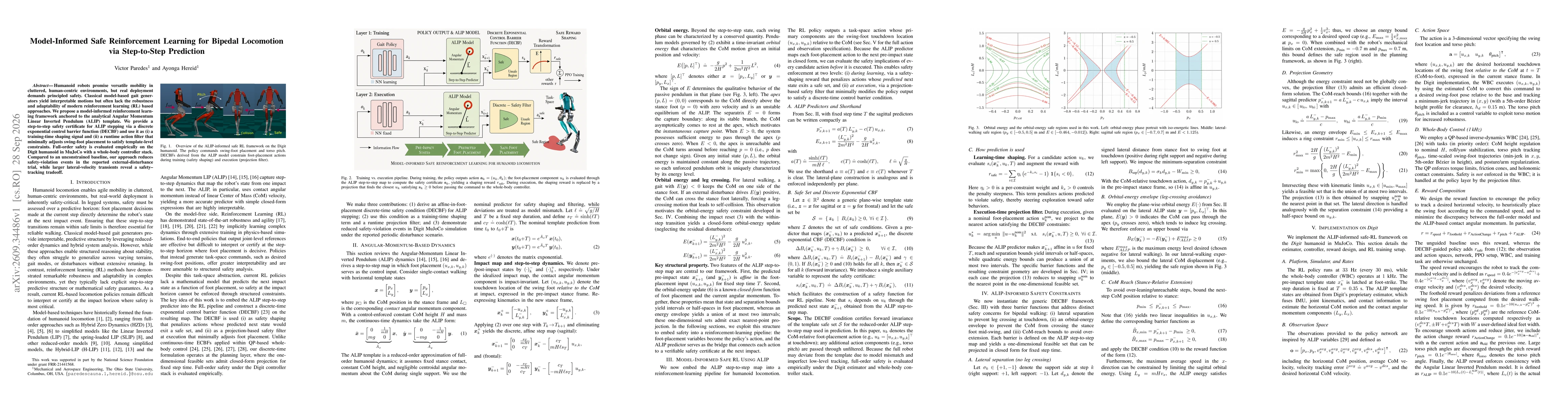 Thumbnail for Model-Informed Safe Reinforcement Learning for Bipedal Locomotion via Step-to-Step Prediction
