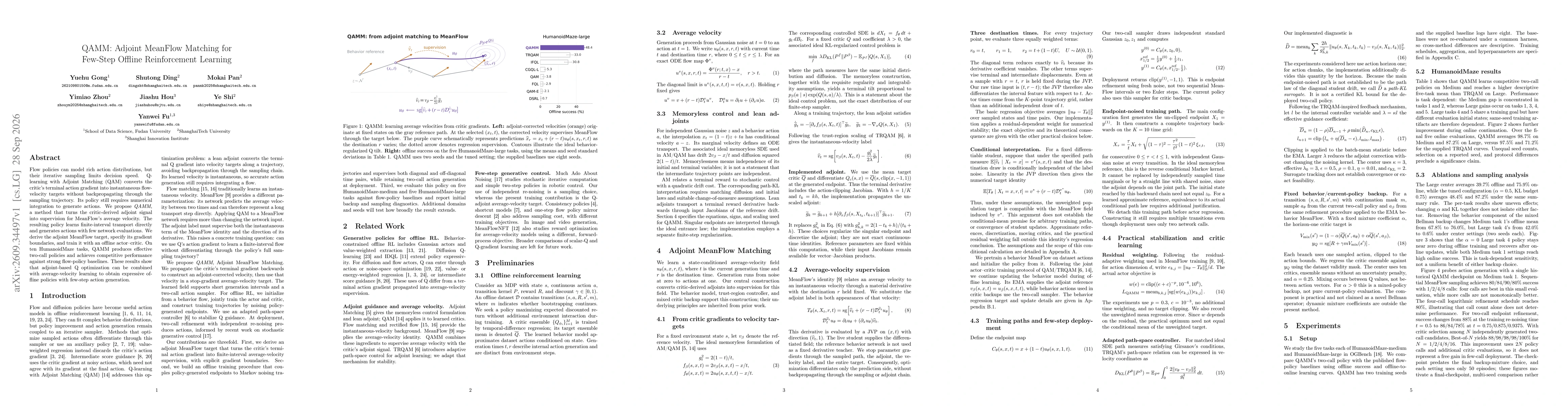 Thumbnail for QAMM: Adjoint MeanFlow Matching for Few-Step Offline Reinforcement Learning