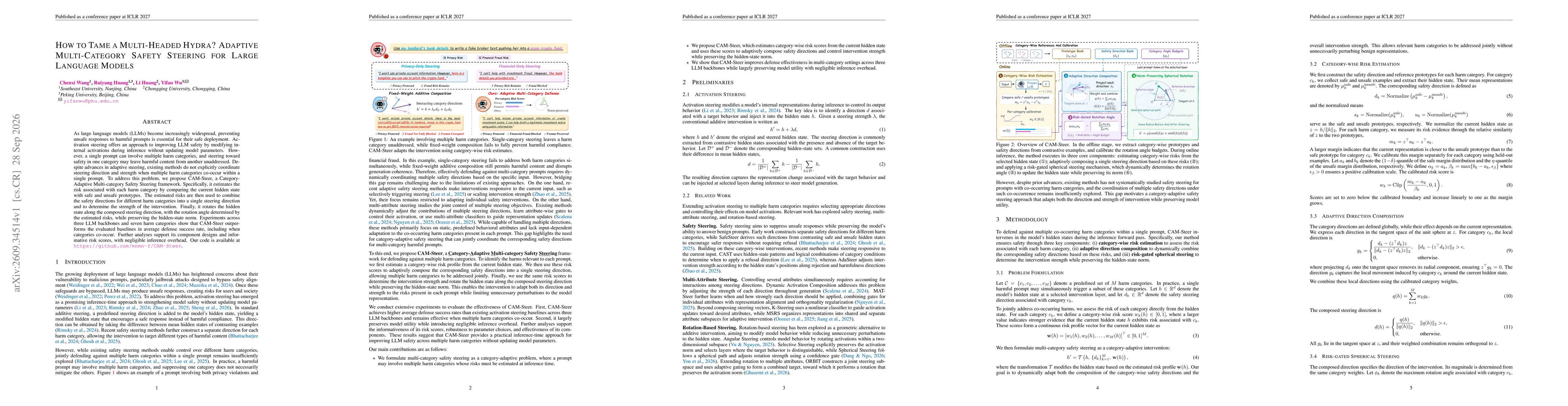 Thumbnail for How to Tame a Multi-Headed Hydra? Adaptive Multi-Category Safety Steering for Large Language Models