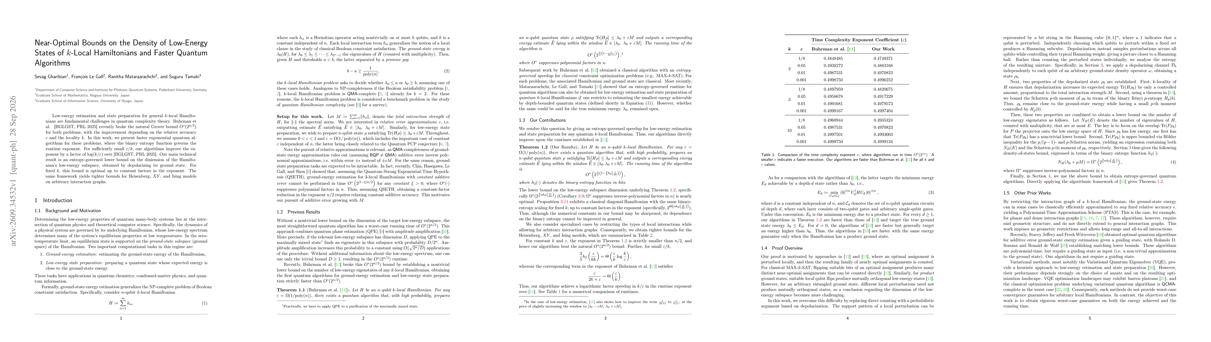 Thumbnail for Near-Optimal Bounds on the Density of Low-Energy States of $k$-Local Hamiltonians and Faster Quantum Algorithms