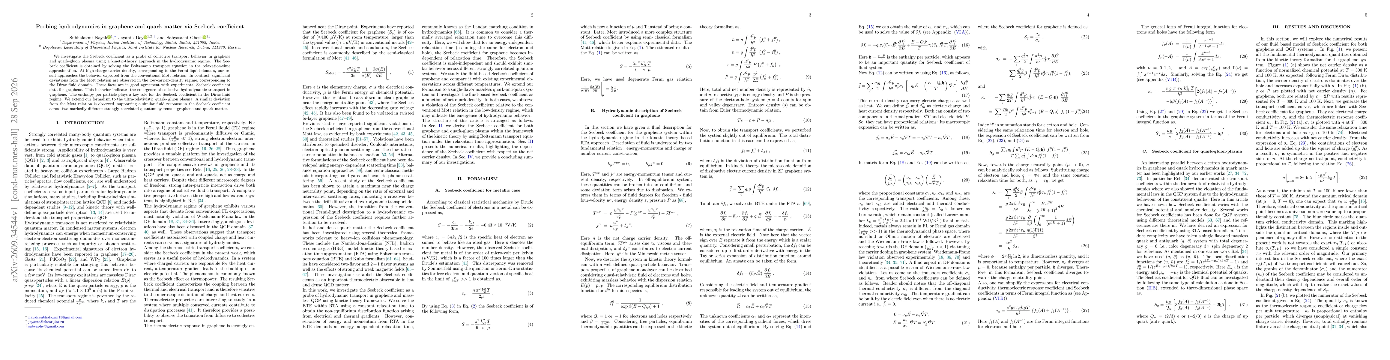 Thumbnail for Probing hydrodynamics in graphene and quark matter via Seebeck coefficient
