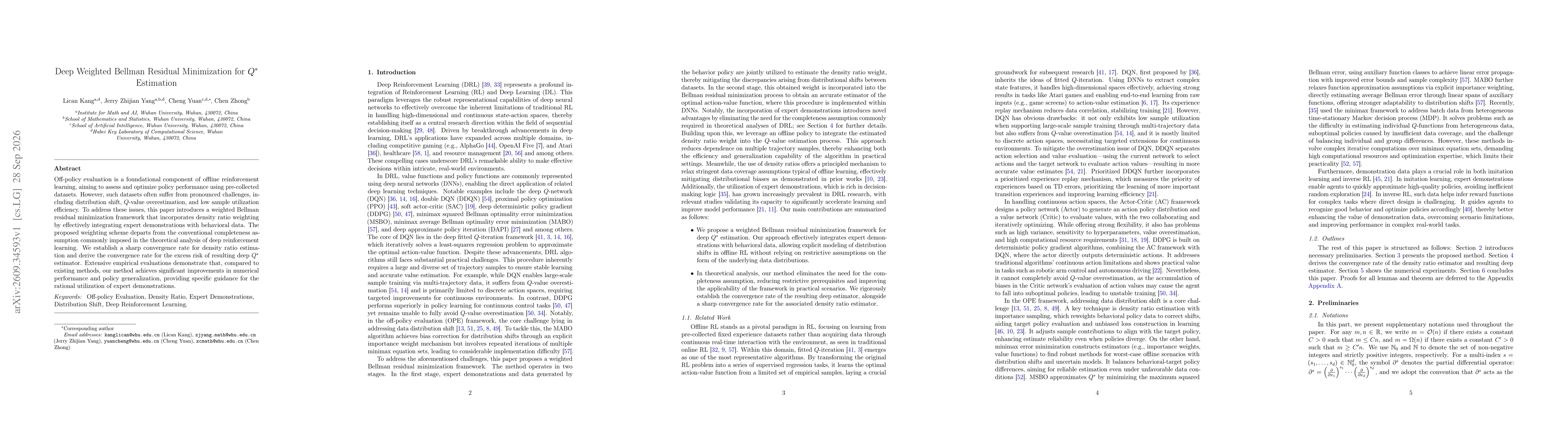 Thumbnail for Deep Weighted Bellman Residual Minimization for $Q^*$ Estimation