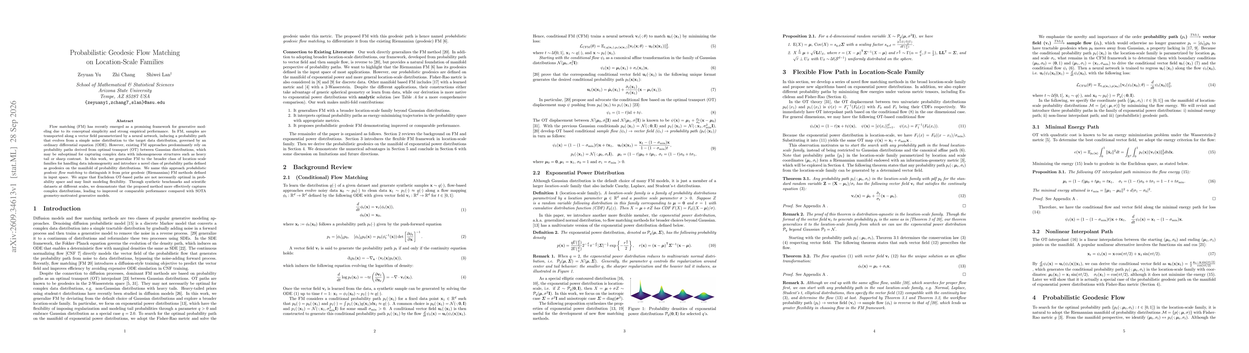 Thumbnail for Probabilistic Geodesic Flow Matching on Location-Scale Families