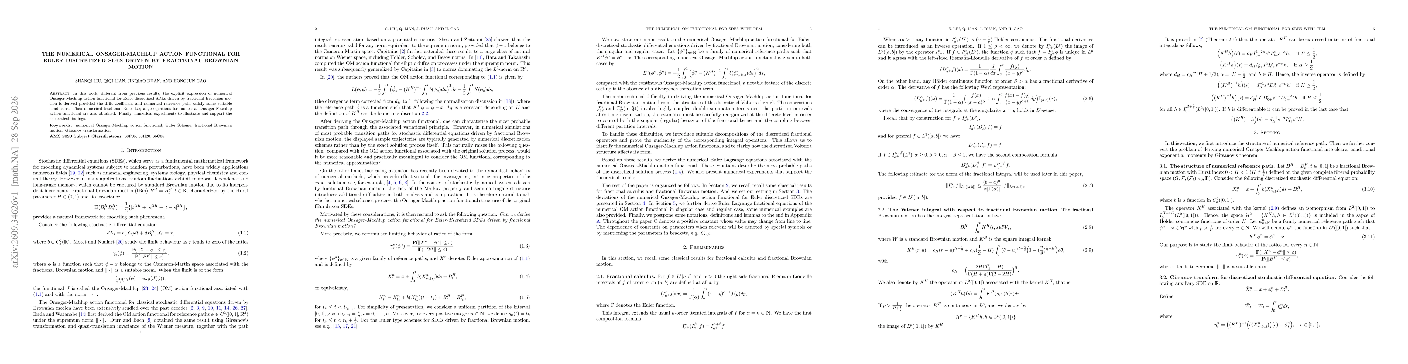 Thumbnail for The Numerical Onsager-Machlup action functional for Euler discretized SDEs driven by fractional Brownian motion