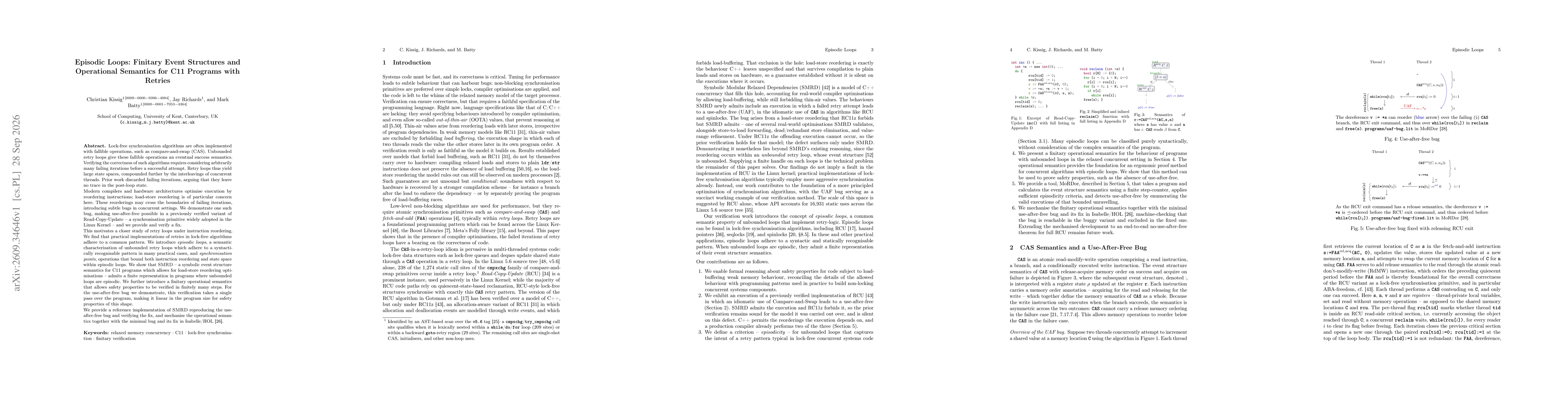 Thumbnail for Episodic Loops: Finitary Event Structures and Operational Semantics for C11 Programs with Retries