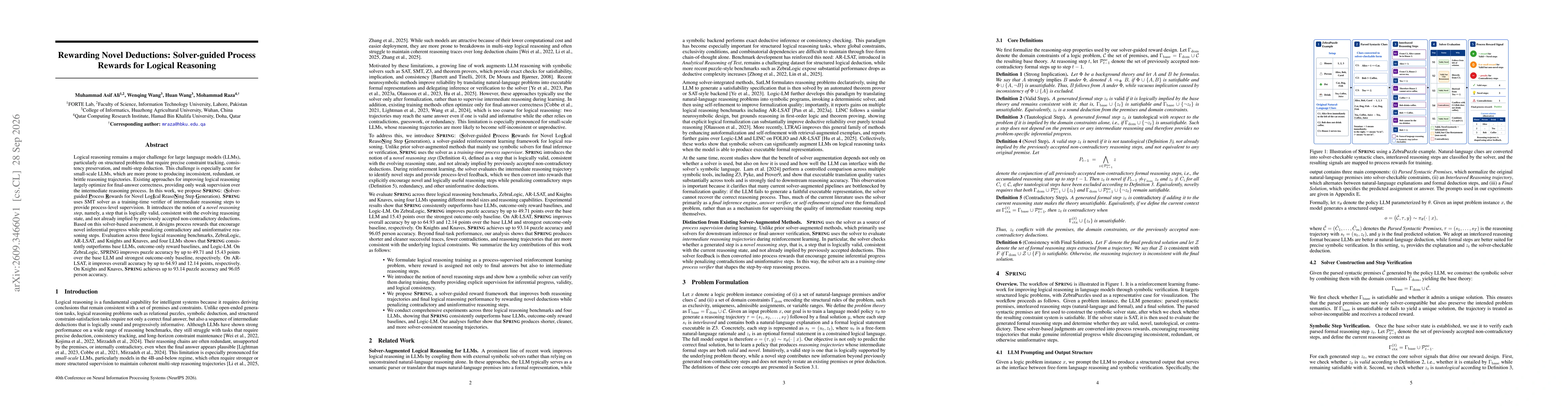 Thumbnail for Rewarding Novel Deductions: Solver-guided Process Rewards for Logical Reasoning