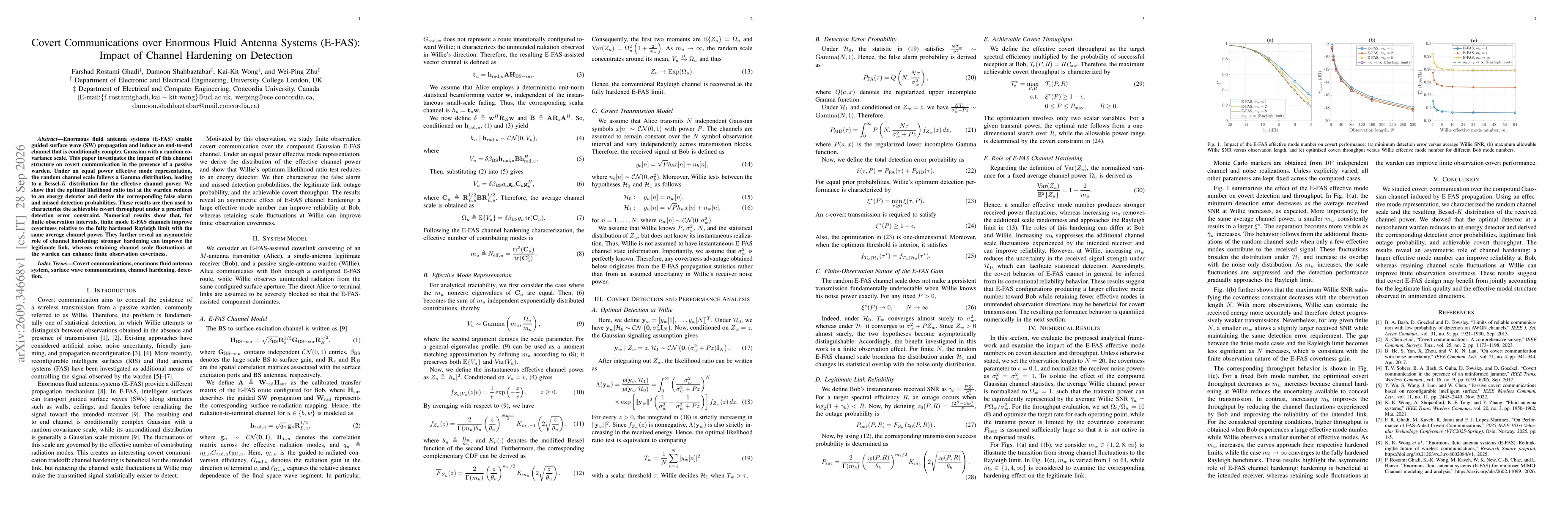 Thumbnail for Covert Communications over Enormous Fluid Antenna Systems (E-FAS): Impact of Channel Hardening on Detection