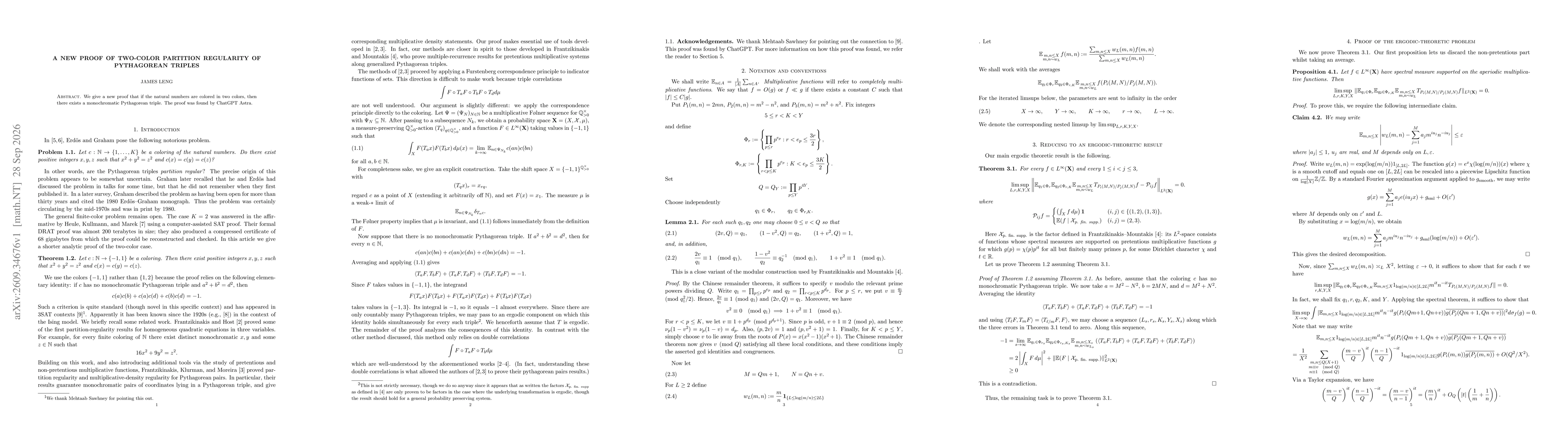 Thumbnail for A new proof of two-color partition regularity of Pythagorean triples