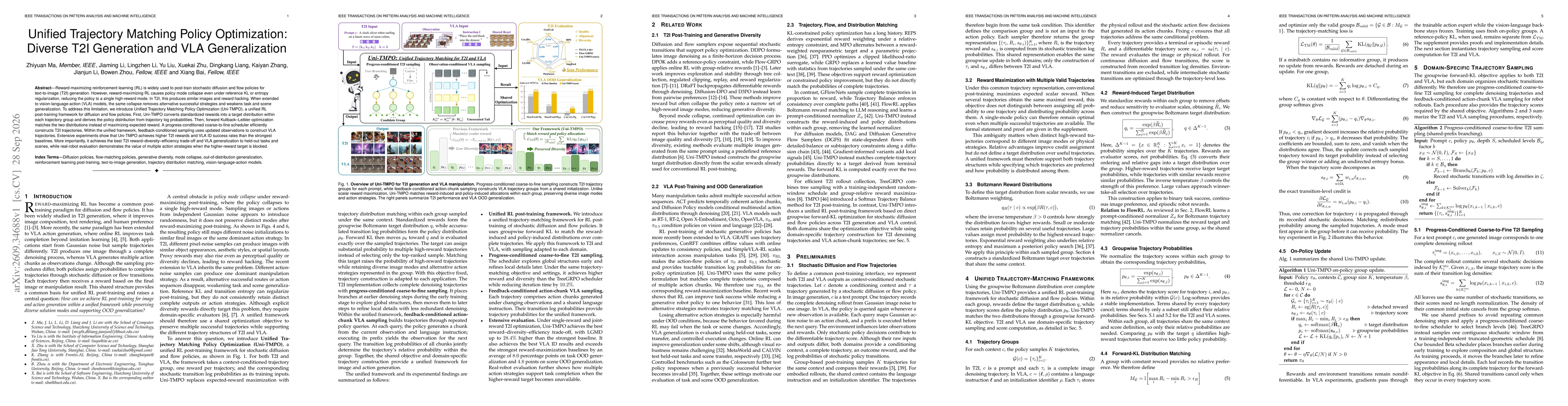 Thumbnail for Unified Trajectory Matching Policy Optimization: Diverse T2I Generation and VLA Generalization