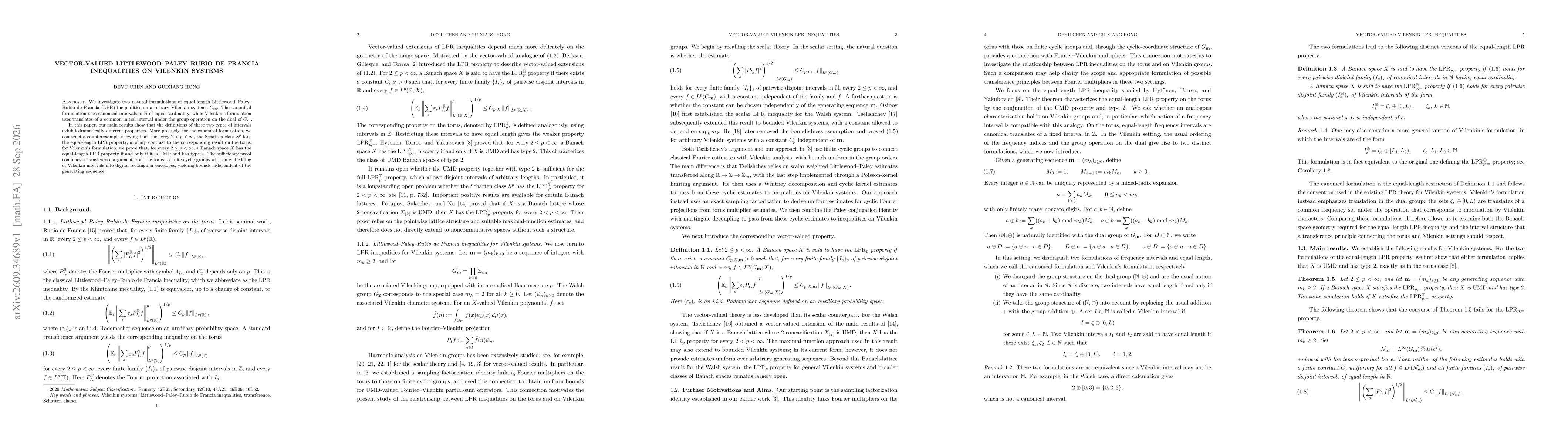 Thumbnail for Vector-valued Littlewood--Paley--Rubio de Francia Inequalities on Vilenkin Systems