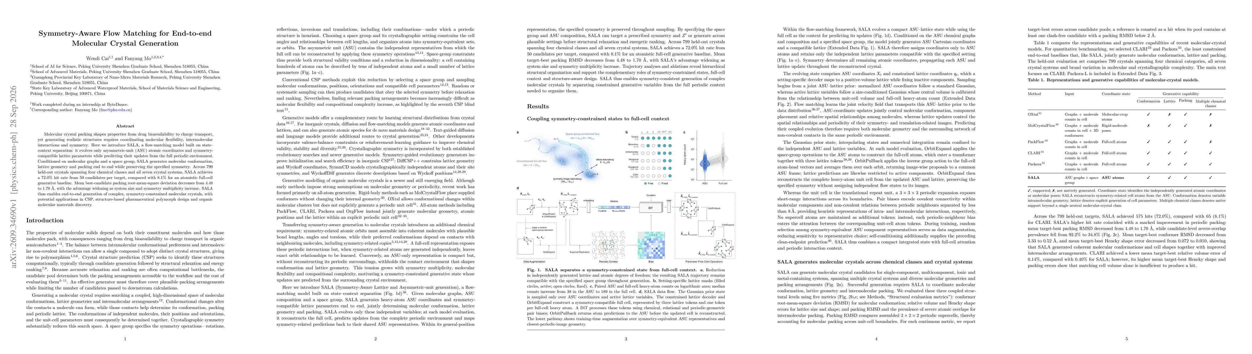 Thumbnail for Symmetry-Aware Flow Matching for End-to-end Molecular Crystal Generation