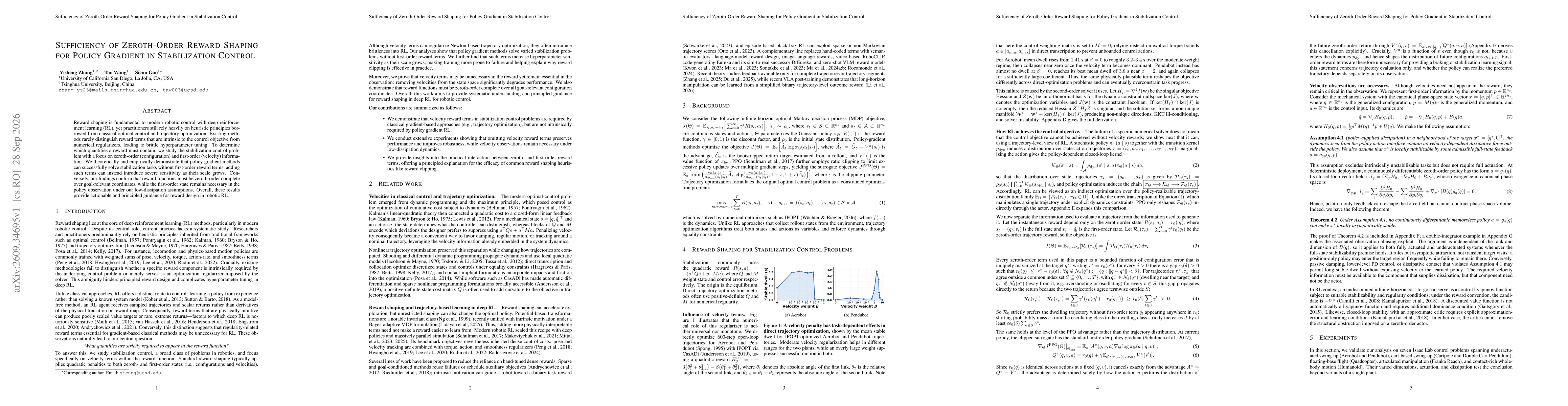 Thumbnail for Sufficiency of Zeroth-Order Reward Shaping for Policy Gradient in Stabilization Control