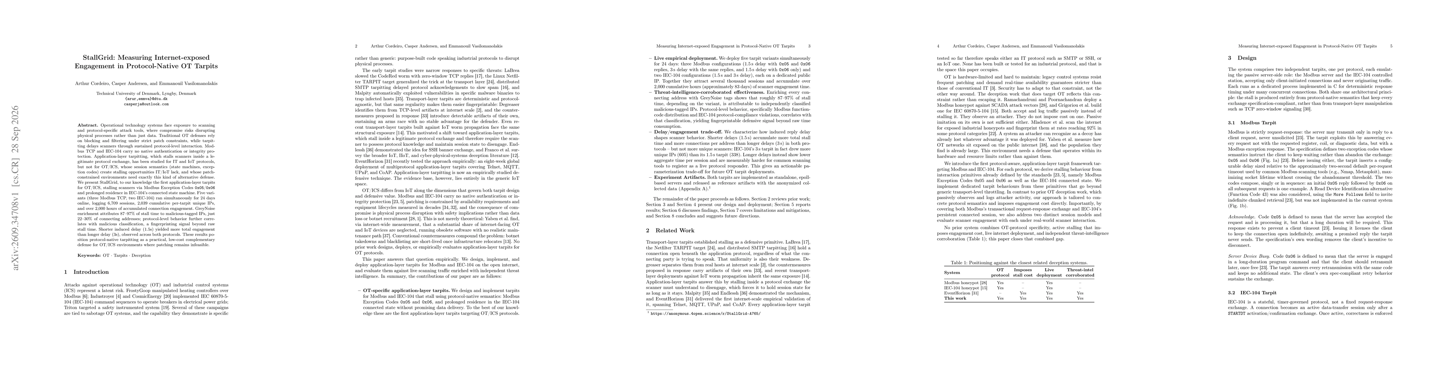Thumbnail for StallGrid: Measuring Internet-exposed Engagement in Protocol-Native OT Tarpits
