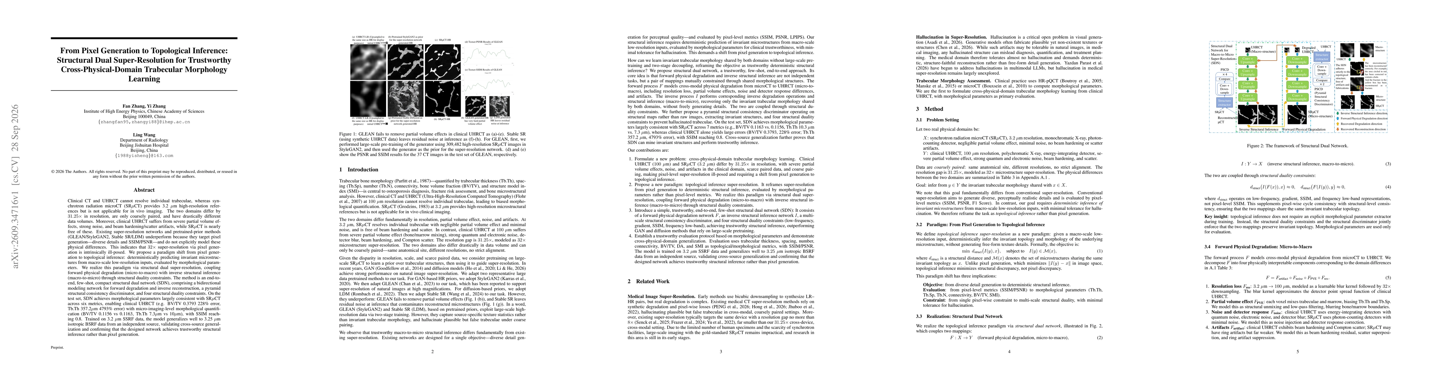 Thumbnail for From Pixel Generation to Topological Inference: Structural Dual Super-Resolution for Trustworthy Cross-Physical-Domain Trabecular Morphology Learning