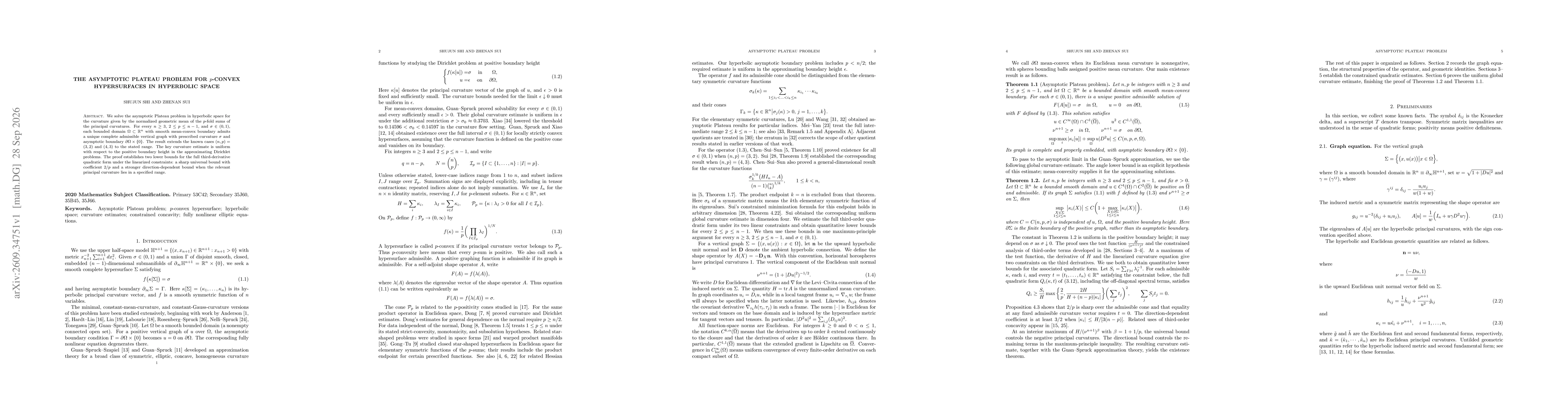 Thumbnail for The Asymptotic Plateau Problem for $p$-Convex Hypersurfaces in Hyperbolic Space