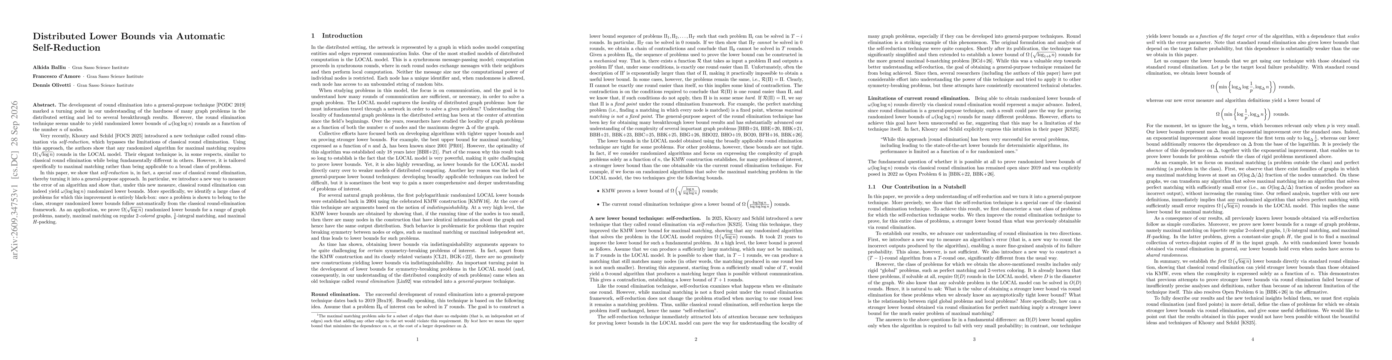 Thumbnail for Distributed Lower Bounds via Automatic Self-Reduction