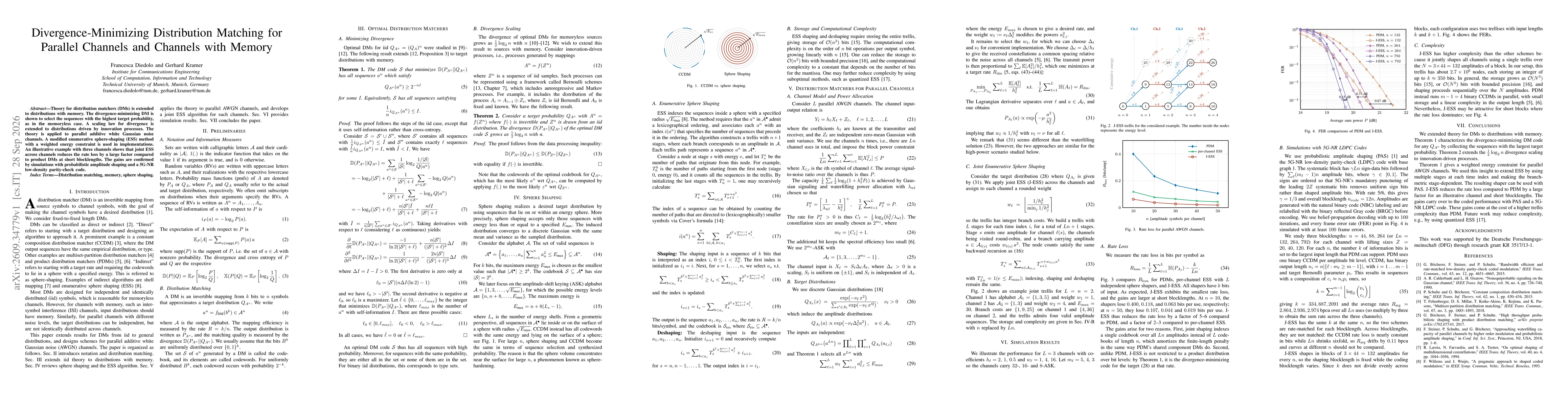 Thumbnail for Divergence-Minimizing Distribution Matching for Parallel Channels and Channels with Memory