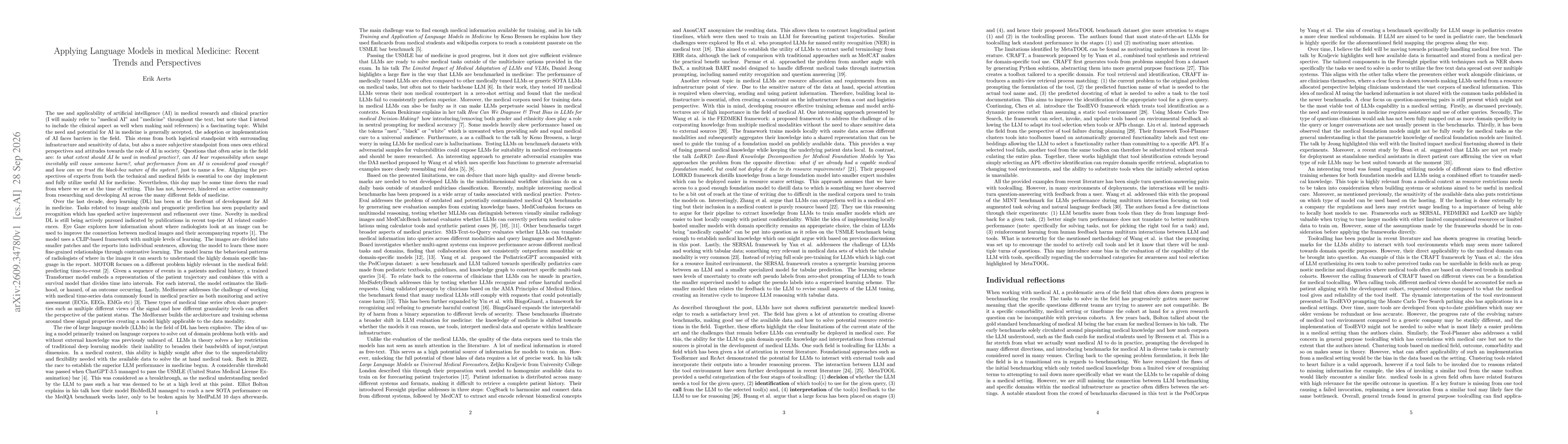 Thumbnail for Applying Language Models in medical Medicine: Recent Trends and Perspectives