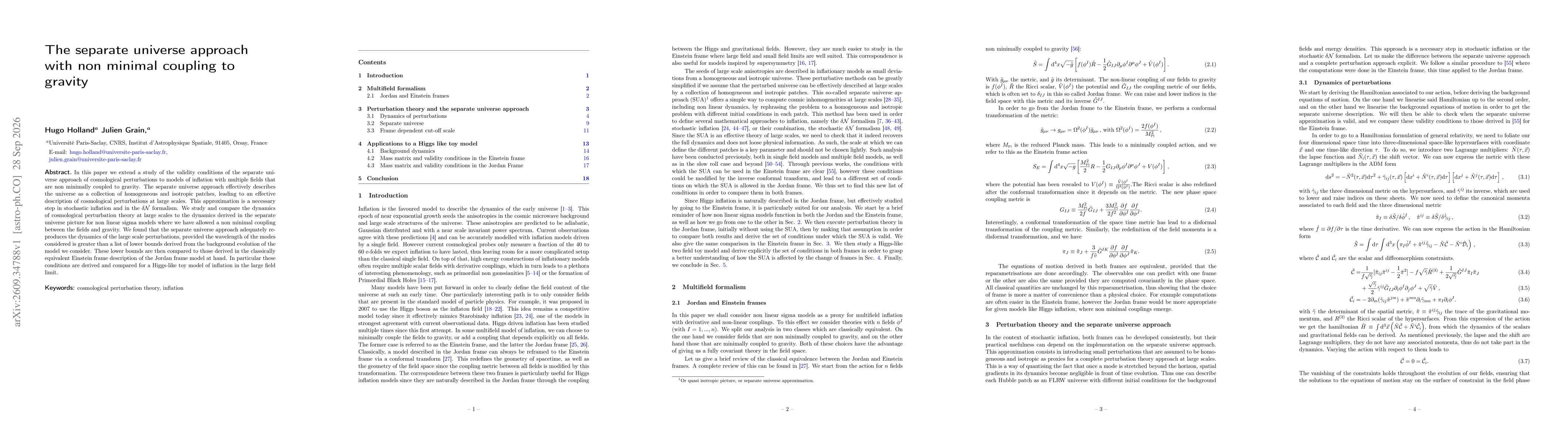 Thumbnail for The separate universe approach with non minimal coupling to gravity