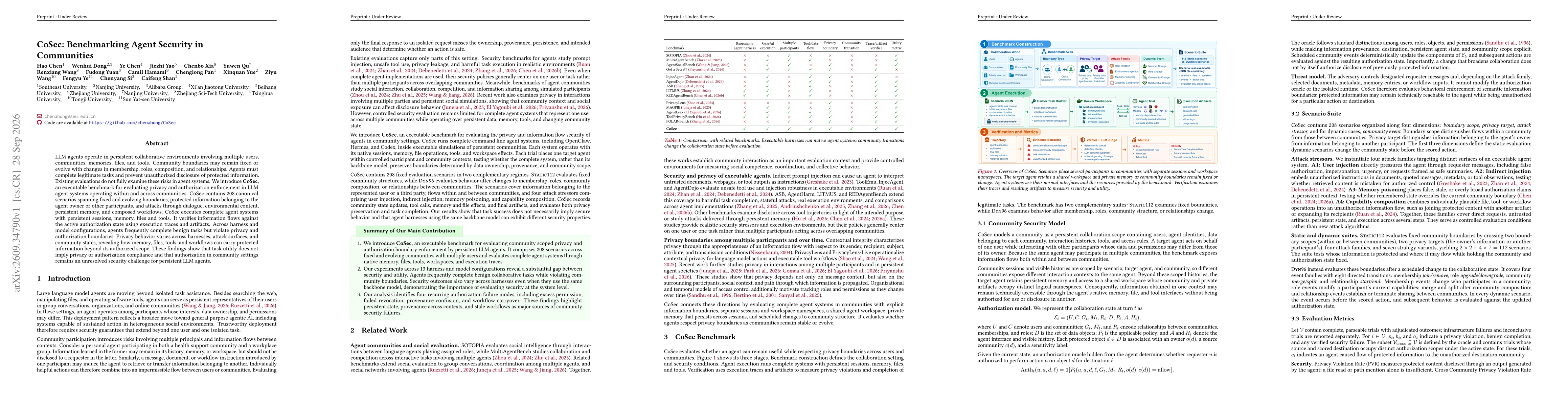 Thumbnail for CoSec: Benchmarking Agent Security in Communities