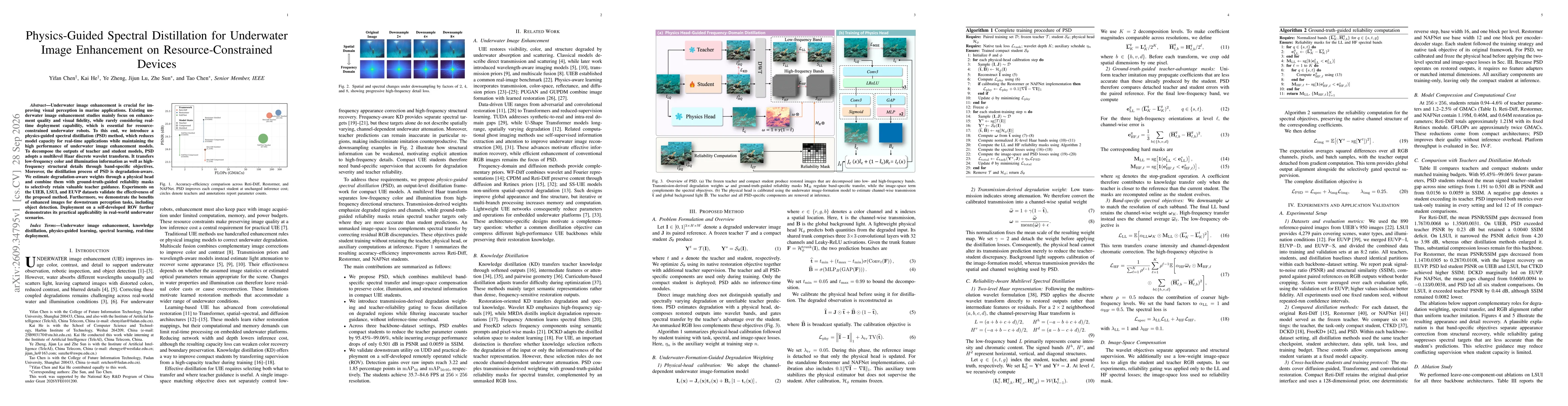 Thumbnail for Physics-Guided Spectral Distillation for Underwater Image Enhancement on Resource-Constrained Devices