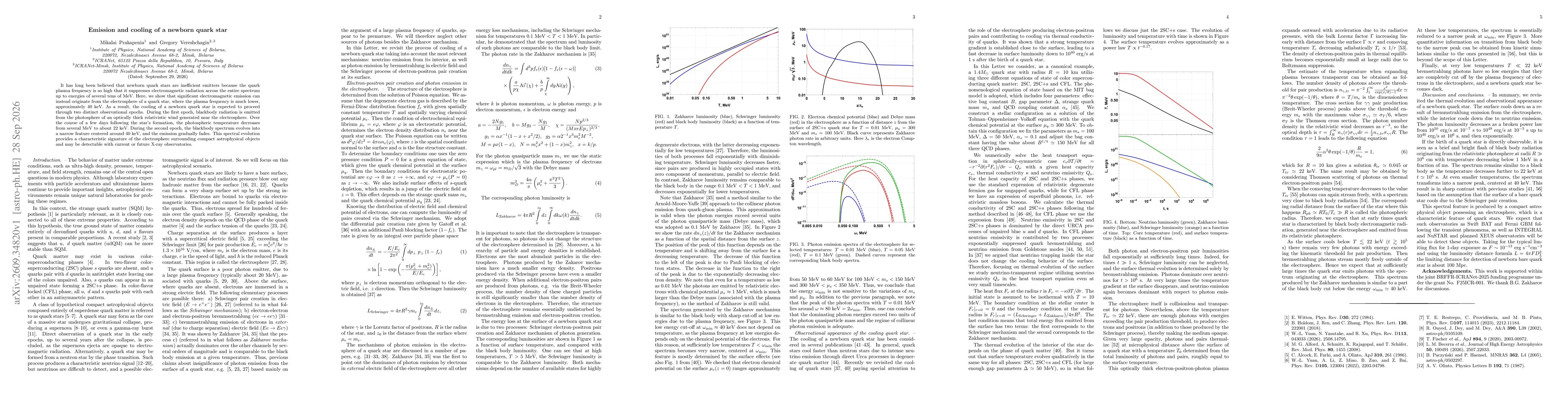 Thumbnail for Emission and cooling of a newborn quark star