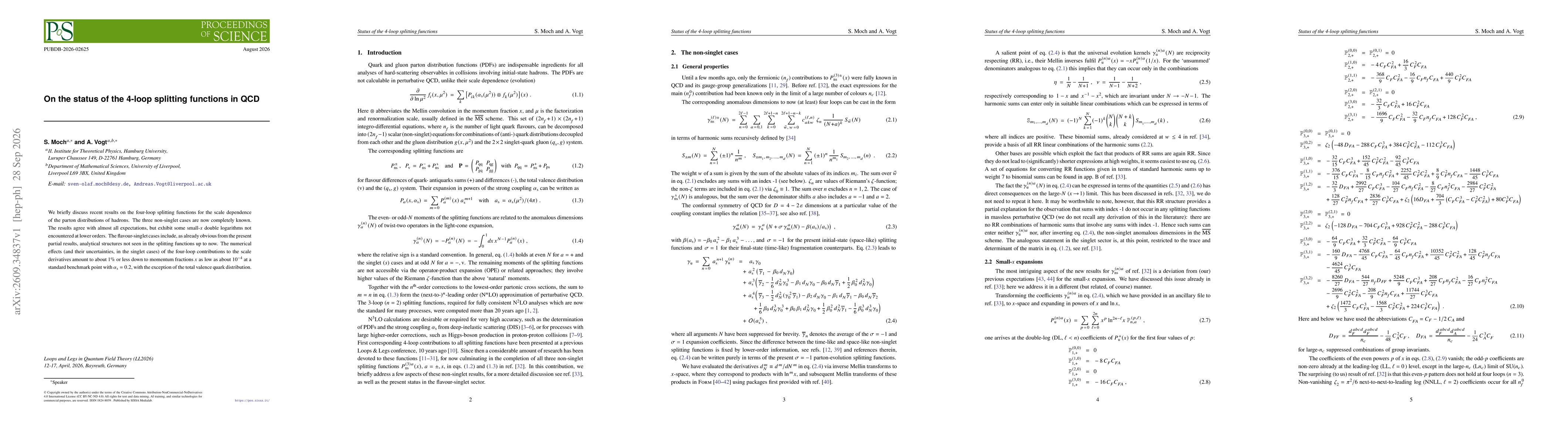 Thumbnail for On the status of the 4-loop splitting functions in QCD