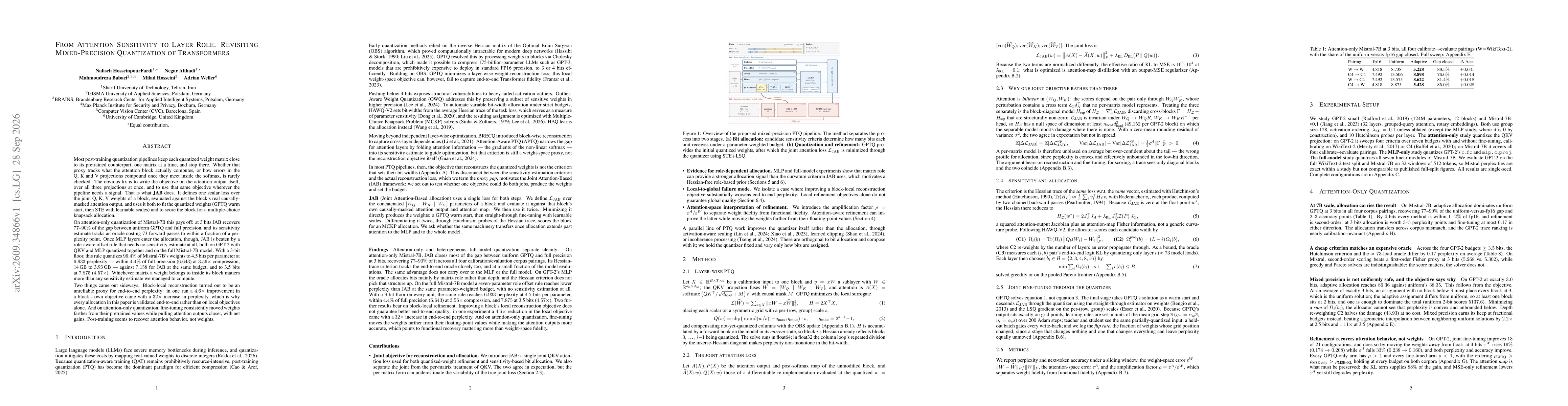 Thumbnail for From Attention Sensitivity to Layer Role: Revisiting Mixed-Precision Quantization of Transformers